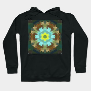 Retro Mandala Flower Yellow Blue and Brown Hoodie